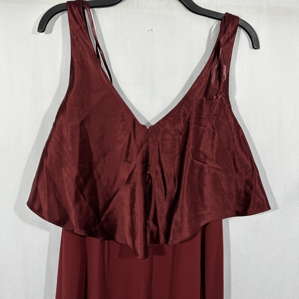 NEW Jill Jill Stuart [ 6 ] Satin‎ Popover & Crepe Gown in Oxblood Red - Picture 13 of 16